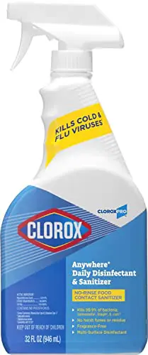 A bottle of clorox disinfecting cleaner