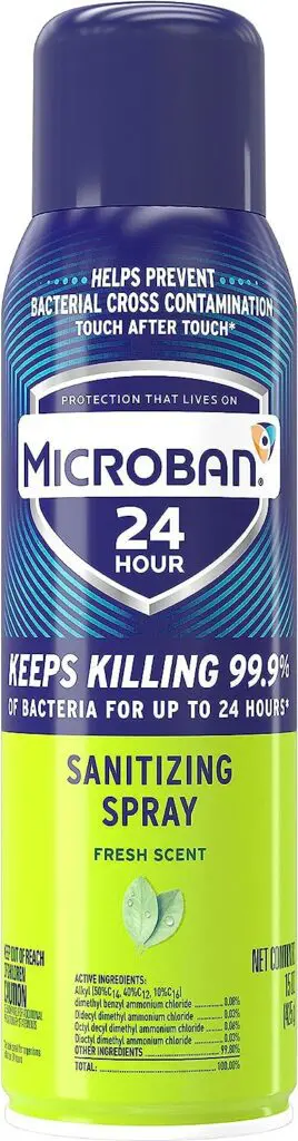 A can of microban 2 4 hour insecticide.