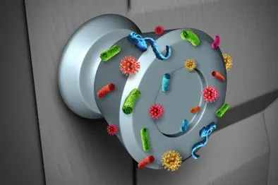 a door knob with germs on it.