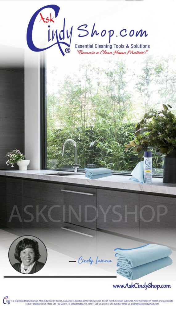 AskCindyShop towel and glass cleaner promotional image